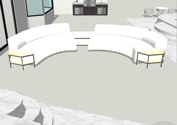 Rendering of custom wicker sectional from Shape of Wicker Furniture Naples, Florida